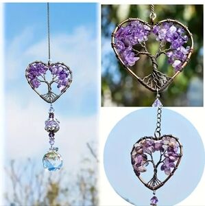 Amethyst hand made tree of life sun catcher